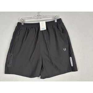 Northyard Shorts Mens Large Black Running Zip Pockets 8 Inseam Reflective Lined